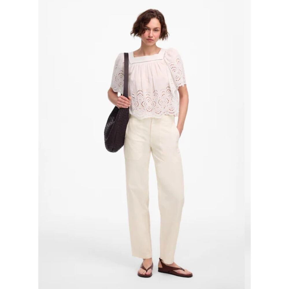 NWT Madewell Petite Tapered-Leg Utility Pants White P27